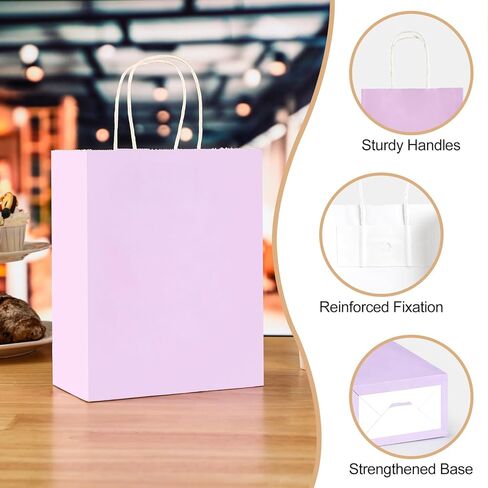 24 عبوة من أكياس الهدايا الورقية مع مناديل من AOZITA، مقاس 8.2 × 4.2 × 10 بوصة، أكياس ورقية متوسطة الحجم للحفلات مع مقابض لاستحمام الطفل، والحرف اليدوية، وحفلات الزفاف، ومستلزمات حفلات أعياد الميلاد، بألوان متنوعة in Kuwait