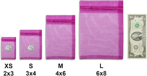 TheDisplayGuys 100-Pack 3x4 أكياس هدايا الأورجانزا الشفافة باللون الأحمر مع رباط، مجوهرات حلوى الحلوى لحفلات الزفاف حقيبة شبكية in Saudi Arabia