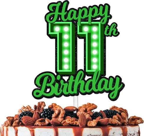 الأخضر بريق عيد ميلاد سعيد 42 كعكة توبر دعونا توهج مجنون موضوع الطرف لوازم الديكور بنين بنات سعيد 42 عيد ميلاد الذكرى لوازم ديكور الحفلات in Kuwait
