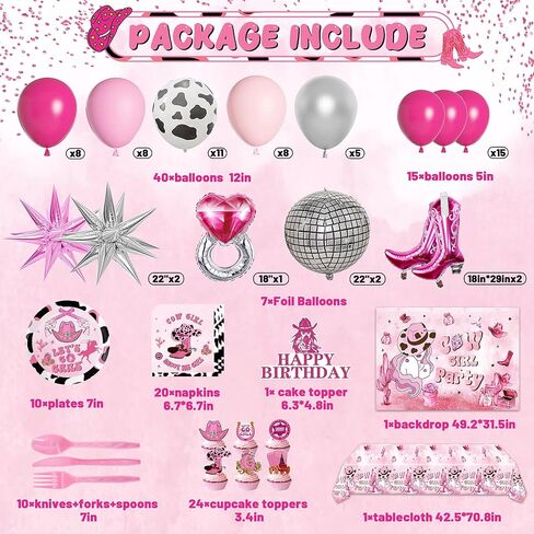 149Pcs Birthday Party Supplies, Girls Theme Birthday Decorations includes Backdrop, Balloon chain, Cake Topper, Tableware, Napkins, Foil Balloon in Kuwait