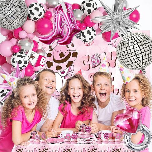 149Pcs Birthday Party Supplies, Girls Theme Birthday Decorations includes Backdrop, Balloon chain, Cake Topper, Tableware, Napkins, Foil Balloon in Kuwait