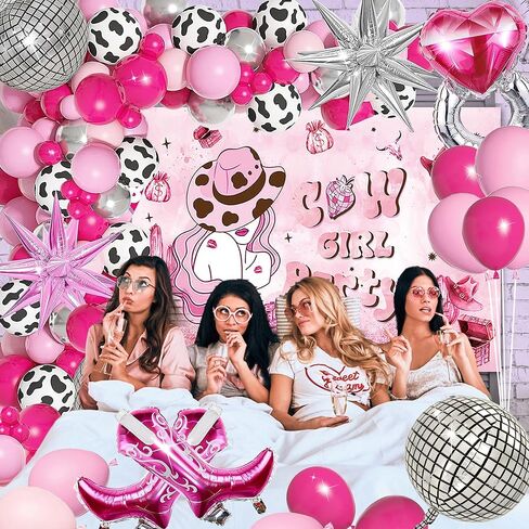 149Pcs Birthday Party Supplies, Girls Theme Birthday Decorations includes Backdrop, Balloon chain, Cake Topper, Tableware, Napkins, Foil Balloon in Kuwait