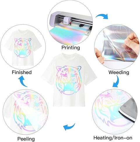 مكواة الفينيل ثلاثية الأبعاد HTV الناقلة للحرارة على مادة فضية (12 بوصة × 15 قدم) لفافة متغيرة الألوان من الفناء للقمصان أو الأقمشة التي تصنعها بنفسك in Kuwait