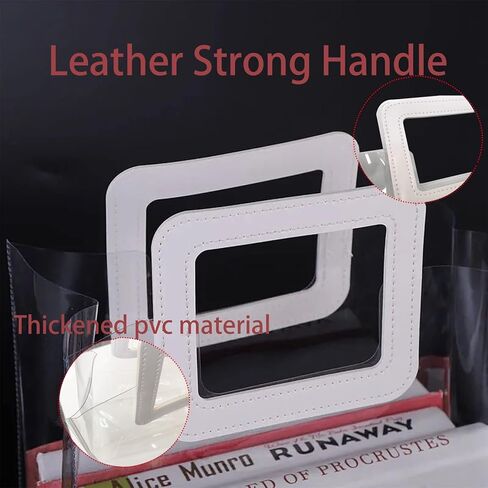 حقيبة هدايا شفافة بمقبض، 4 قطع حقيبة هدايا شفافة من البولي فينيل كلوريد، حقائب تغليف هدايا شديدة التحمل قابلة لإعادة الاستخدام لحفلات الزفاف، حفلات استقبال المولود الجديد، هدايا الزفاف، حقيبة تسوق كبيرة الحجم - 7 بوصة × 4 بوصة × 8 بوصة in Kuwait