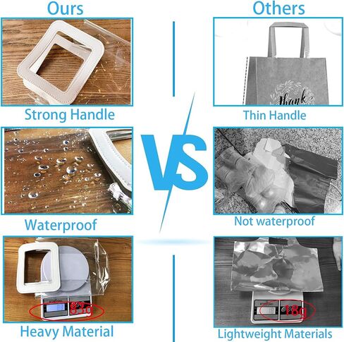 حقيبة هدايا شفافة بمقبض، 4 قطع حقيبة هدايا شفافة من البولي فينيل كلوريد، حقائب تغليف هدايا شديدة التحمل قابلة لإعادة الاستخدام لحفلات الزفاف، حفلات استقبال المولود الجديد، هدايا الزفاف، حقيبة تسوق كبيرة الحجم - 7 بوصة × 4 بوصة × 8 بوصة in Kuwait
