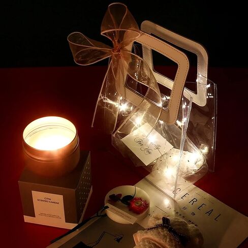 حقيبة هدايا شفافة بمقبض، 4 قطع حقيبة هدايا شفافة من البولي فينيل كلوريد، حقائب تغليف هدايا شديدة التحمل قابلة لإعادة الاستخدام لحفلات الزفاف، حفلات استقبال المولود الجديد، هدايا الزفاف، حقيبة تسوق كبيرة الحجم - 7 بوصة × 4 بوصة × 8 بوصة in Kuwait