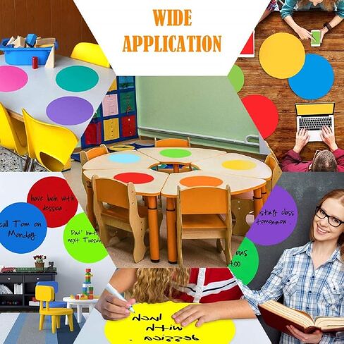 دوائر ملونة قابلة للمسح الجاف، دوائر ملونة قابلة للمسح الجاف لطاولات الفصل الدراسي والمكتب، دوائر ملونة قابلة للمسح الجاف للسبورة البيضاء، ملصقات فينيل قابلة للازالة للجدار للطلاب in Kuwait