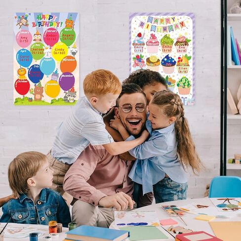 2 حزمة من مخطط عيد ميلاد بالون عيد ميلاد سعيد بالون كعكة الكب كيك جدول تقويم عيد ميلاد مع نقطة غراء لديكور الفصل المدرسي وحفلات عيد الميلاد 30.4 × 44.4 سم in Saudi Arabia