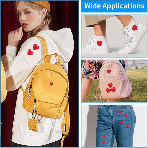 26 Pieces Heart Shape Iron on Patches Rhinestone 4 Sizes Bling Heart Patches Rhinestone Adhesive Applique Hearts Glitter Crystal Patches for Clothing Jeans Shoes Bags Hats Repair Decoration(Red) in Saudi Arabia