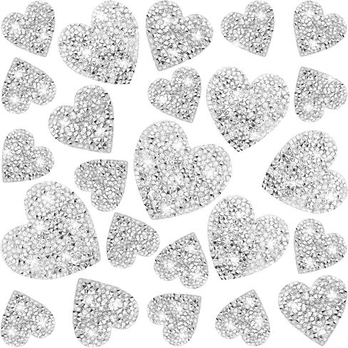 26 Pieces Heart Shape Iron on Patches Rhinestone 4 Sizes Bling Heart Patches Rhinestone Adhesive Applique Hearts Glitter Crystal Patches for Clothing Jeans Shoes Bags Hats Repair Decoration(Red) in Saudi Arabia