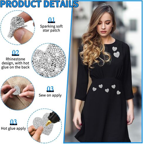 26 Pieces Heart Shape Iron on Patches Rhinestone 4 Sizes Bling Heart Patches Rhinestone Adhesive Applique Hearts Glitter Crystal Patches for Clothing Jeans Shoes Bags Hats Repair Decoration(Red) in Saudi Arabia