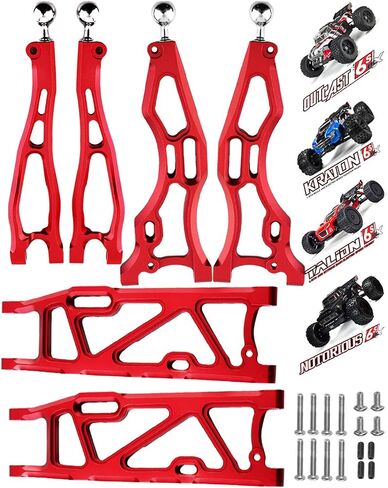 تقوم RCMYou بترقية أذرع التعليق لـ 1/8 Arrma Kraton 6S BLX، Outcast 6S BLX، Talion 6S BLX، Notorious 6S BLX، أذرع أمامية أمامية من الألومنيوم ومجموعة ذراع علوية سفلية A-Arm تقفز مع كرات محورية، 6 قطع، أسود in Kuwait
