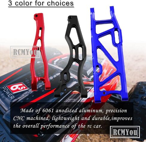 تقوم RCMYou بترقية أذرع التعليق لـ 1/8 Arrma Kraton 6S BLX، Outcast 6S BLX، Talion 6S BLX، Notorious 6S BLX، أذرع أمامية أمامية من الألومنيوم ومجموعة ذراع علوية سفلية A-Arm تقفز مع كرات محورية، 6 قطع، أسود in Kuwait