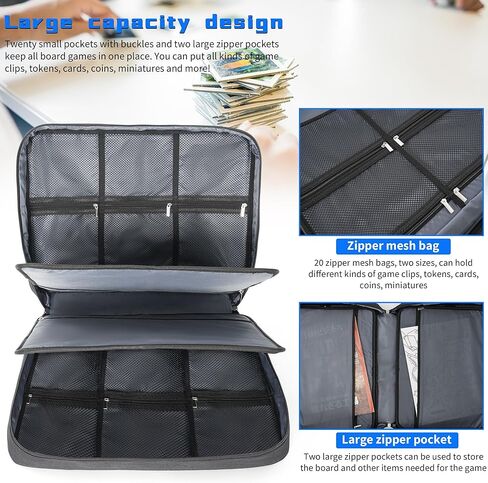 اووتي شنطة حمل العاب لوحية مع 24 جيب، شنطة تخزين للالعاب اللوحية والقطع والرموز والبطاقات للسفر والحفلات in Kuwait