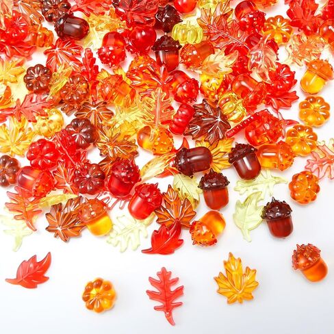 Deekin 240 Pcs Mini Acrylic Leaves Pumpkin Acorns Crystal Gems Fall Vase Filler Bin Filler Harvest Festival Decor for Thanksgiving Home Fall Table Scatters Decoration Autumn Table Scatters Favor in Saudi Arabia