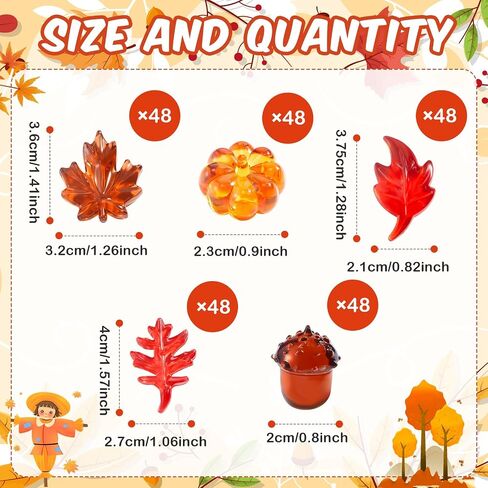 Deekin 240 Pcs Mini Acrylic Leaves Pumpkin Acorns Crystal Gems Fall Vase Filler Bin Filler Harvest Festival Decor for Thanksgiving Home Fall Table Scatters Decoration Autumn Table Scatters Favor in Saudi Arabia