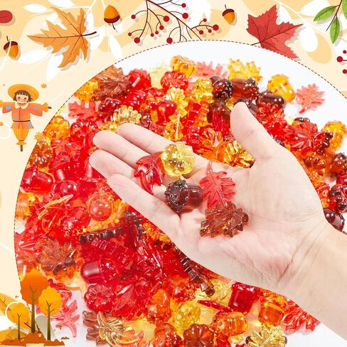 Deekin 240 Pcs Mini Acrylic Leaves Pumpkin Acorns Crystal Gems Fall Vase Filler Bin Filler Harvest Festival Decor for Thanksgiving Home Fall Table Scatters Decoration Autumn Table Scatters Favor in Saudi Arabia