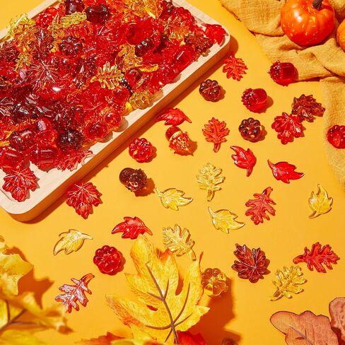 Deekin 240 Pcs Mini Acrylic Leaves Pumpkin Acorns Crystal Gems Fall Vase Filler Bin Filler Harvest Festival Decor for Thanksgiving Home Fall Table Scatters Decoration Autumn Table Scatters Favor in Saudi Arabia