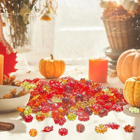 Deekin 240 Pcs Mini Acrylic Leaves Pumpkin Acorns Crystal Gems Fall Vase Filler Bin Filler Harvest Festival Decor for Thanksgiving Home Fall Table Scatters Decoration Autumn Table Scatters Favor in Saudi Arabia