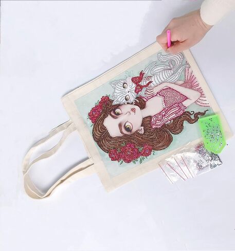JGA JOGGING ARM 5D DIY Diamond Painting Shopping Canvas Tote Bags Art Accessories Handmade Handbags for Adult Women Kids Organizer in Saudi Arabia