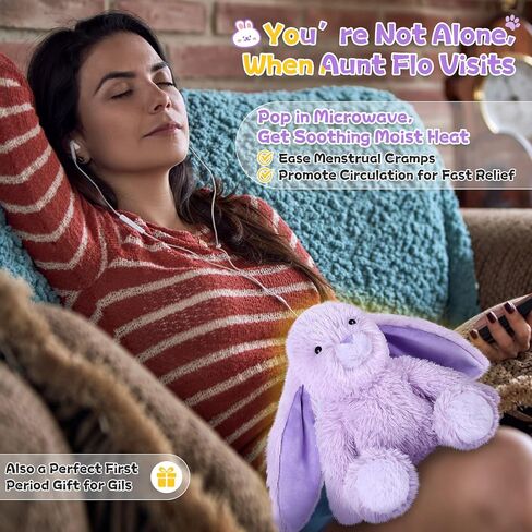 SuzziPals Heatable & Coolable Bunny Stuffed Animal Heating Pad for Period Cramps & Pain; Lavender Bunny Plush for Anxiety, Rabbit Stuffed Animals for Kids & Adults, Bunny Plushies Gifts for Christmas in Kuwait