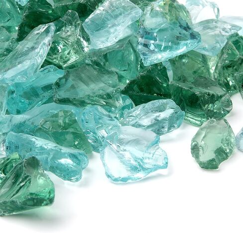 Giftvest Clear Glass Filler - 16oz Clear Block Seaglass, Green Vase Filler - Versatile Craft Supply, DIY Art Projects - Ideal for Home Decor, Weddings, and Aquariums (Green & Light Blue) in Kuwait