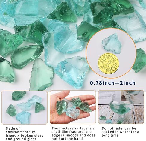 Giftvest Clear Glass Filler - 16oz Clear Block Seaglass, Green Vase Filler - Versatile Craft Supply, DIY Art Projects - Ideal for Home Decor, Weddings, and Aquariums (Green & Light Blue) in Kuwait