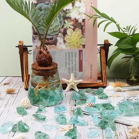 Giftvest Clear Glass Filler - 16oz Clear Block Seaglass, Green Vase Filler - Versatile Craft Supply, DIY Art Projects - Ideal for Home Decor, Weddings, and Aquariums (Green & Light Blue) in Kuwait