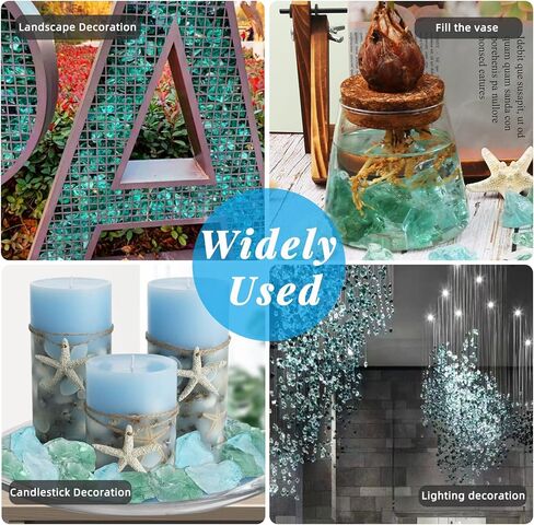 Giftvest Clear Glass Filler - 16oz Clear Block Seaglass, Green Vase Filler - Versatile Craft Supply, DIY Art Projects - Ideal for Home Decor, Weddings, and Aquariums (Green & Light Blue) in Kuwait