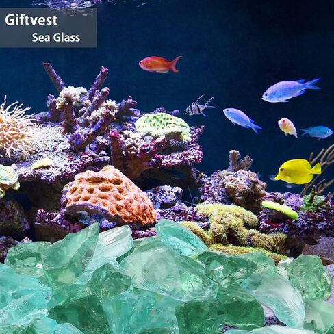 Giftvest Clear Glass Filler - 16oz Clear Block Seaglass, Green Vase Filler - Versatile Craft Supply, DIY Art Projects - Ideal for Home Decor, Weddings, and Aquariums (Green & Light Blue) in Kuwait
