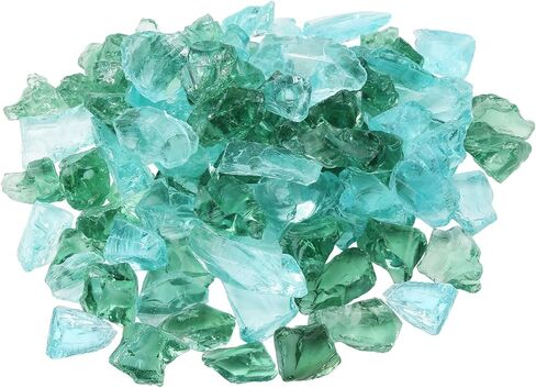 Giftvest Clear Glass Filler - 16oz Clear Block Seaglass, Green Vase Filler - Versatile Craft Supply, DIY Art Projects - Ideal for Home Decor, Weddings, and Aquariums (Green & Light Blue) in Kuwait