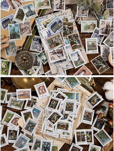 خمر سكرابوكينغ ختم نمط ملصق مجموعة بناء القلعة اللوحة طبيعة مشهد DIY التسمية الزخرفية للحرف اليدوية سجل القصاصات مخطط مجلة يوميات كتاب زجاجة ماء موضوع الرجعية المشروع in Kuwait