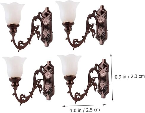 4Pcs Miniature Wall Lights Vintage Luminous Lamps for Sand Table Decor DIY Wall Lamp Models Tiny LED Wall Lamp for Dollhouse and Miniature Scenes in Kuwait
