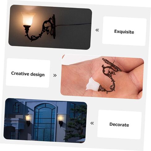 4Pcs Miniature Wall Lights Vintage Luminous Lamps for Sand Table Decor DIY Wall Lamp Models Tiny LED Wall Lamp for Dollhouse and Miniature Scenes in Kuwait
