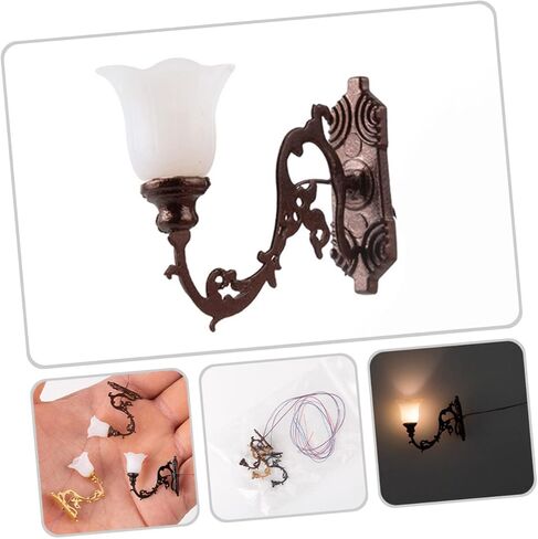 4Pcs Miniature Wall Lights Vintage Luminous Lamps for Sand Table Decor DIY Wall Lamp Models Tiny LED Wall Lamp for Dollhouse and Miniature Scenes in Kuwait