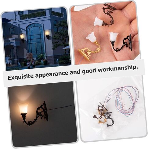 4Pcs Miniature Wall Lights Vintage Luminous Lamps for Sand Table Decor DIY Wall Lamp Models Tiny LED Wall Lamp for Dollhouse and Miniature Scenes in Kuwait