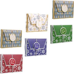صناديق حامل بطاقات هدايا الكريسماس مع ختم ساخن من الرقائق المعدنية (مجموعة من 6 قطع) in Kuwait