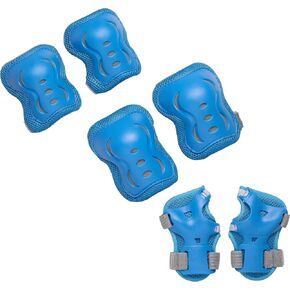 Xino Sports Kids/Youth Protective Gear Set - Knee Pads, Elbow Pads, Wrist Guards, Reflective Gear for Night Riding, for Roller Skates, Skateboard, Inline Skates, Scooter Riding for Ages 3 - 8, Blue in Kuwait