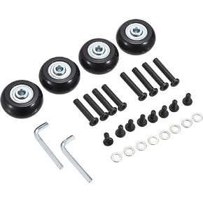 OwnMy 40mm x 17mm Luggage Wheels Replacements Set of 4 Mute Suitcase Replacement Wheels with Black Screws Axles Bearings, Rotatable Rubber Luggage Replacement Wheels Silent Suitcase Swivel Wheels Kit