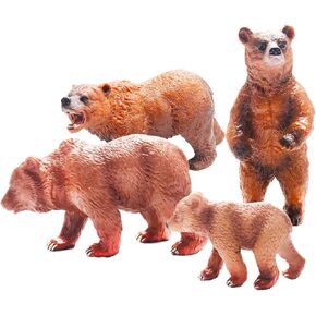 4 قطع من تماثيل عائلة الدب البني، تماثيل دب واقعية، مجسمات حيوانات الغابة لعيد الميلاد، دب الغابة، حيوانات لتزيين الكعك، هدايا الحفلات in Kuwait