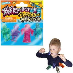 Extreme Stretchies - Robots from Deluxebase. Pack of 4 Small Futuristic Robo Stretchy Toys. Perfect for Kids, Great Party Favors and Pinata Stuffers