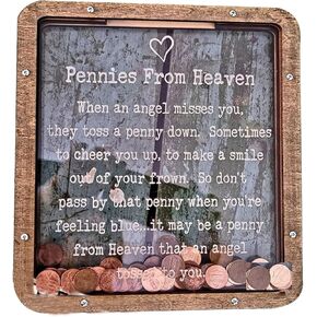 Pennies from Heaven Bank Wooden Piggy Bank Penny Bank Coin Boxes Paradise Personalized Wooden Transparent Acrylic Piggy Bank for Kids Family Friends Home Decor