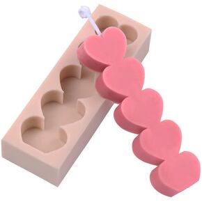 Ovatt 5-Hearts-Shaped Scent Candle Mold, Silicone Mold for Making Candles, Soaps, Ice, Chocolates and DIY Resin Crafts in Kuwait