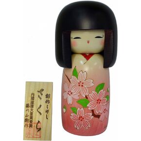 Usaburo Sosaku Kokeshi Doll Cherry Blossoms Kimono Girl 2013-14 Made in Japan in Saudi Arabia