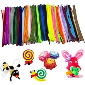 300 قطعة من لوازم تنظيف الأنابيب اليدوية، لوازم حرفية جذعية من الشنيل متعددة الألوان للفنون والحرف اليدوية وأفكار المشروعات لتزيين المنزل (12 بوصة × 6 مم) in Kuwait