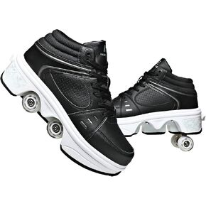 2-in-1 Roller Skates Shoes with Retractable 4 Wheels & Pop-Out Deformation Sneakers Outdoor Sports Skating Shoes for Girls Boys in Kuwait