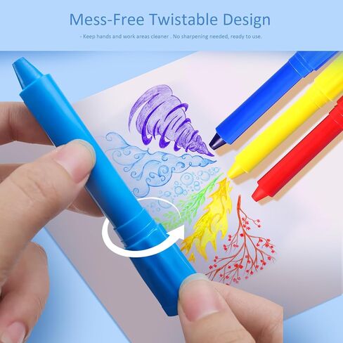 Colorful 36 Colors Crayons for Kids - Non Toxic Washable Twistable Crayons for Children Coloring - Gel Crayon-Pastel-Watercolor Effect - Ideal for Paper in Kuwait