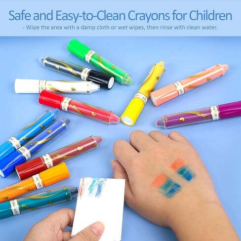 Colorful 36 Colors Crayons for Kids - Non Toxic Washable Twistable Crayons for Children Coloring - Gel Crayon-Pastel-Watercolor Effect - Ideal for Paper in Kuwait