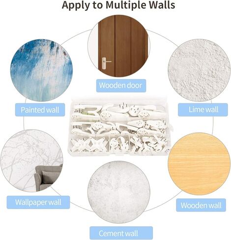 80PCS Concrete Wall Hooks, No Damage Wall Picture Hangers Hanging Kit Without Drilling in Kuwait