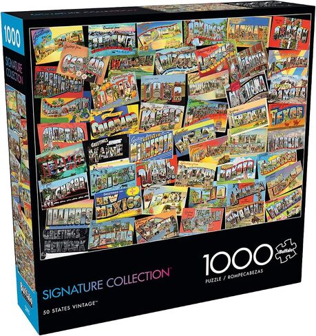 Buffalo Games - 50 States Vintage - 1000 Piece Jigsaw Puzzle for Adults Challenging Puzzle Perfect for Game Nights - 1000 Piece Finished Size is 26.75 x 19.75 in Saudi Arabia